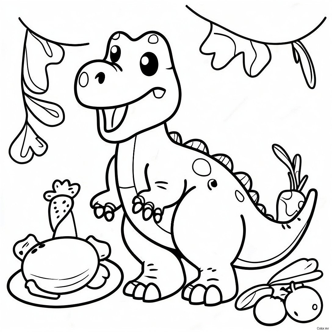 Dinosaur Thanksgiving Feast Coloring Page 68592 56542