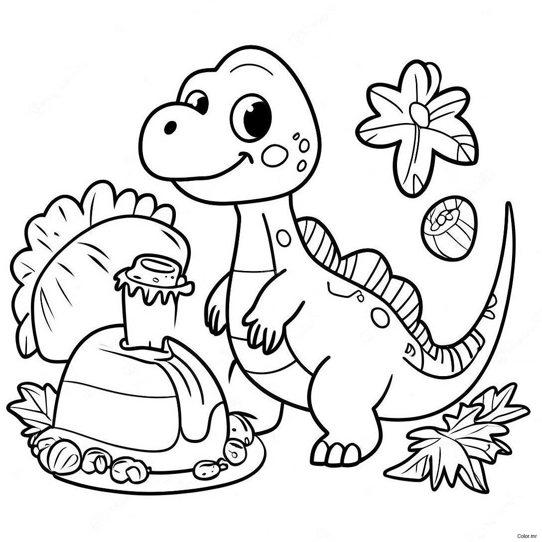 Dinosaur Thanksgiving Feast Coloring Page 68592 56544