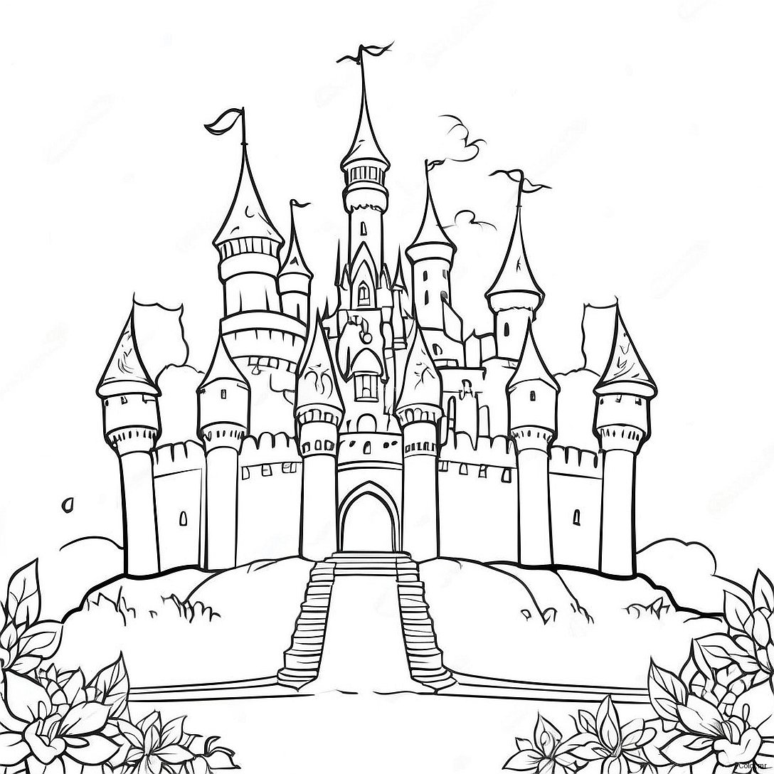 Divided Kingdom Fantasy Castle Coloring Page 59267 49199