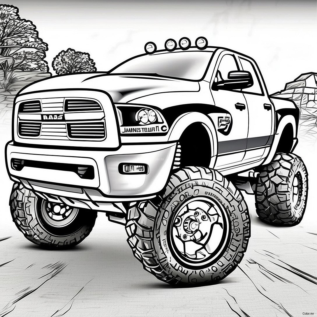 Dodge Ram 1500 Diesel Lifted Truck Coloring Page 46853 38986