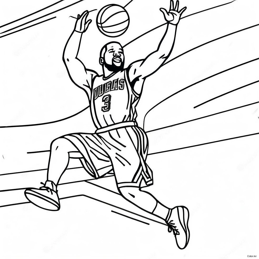 Dwyane Wade Dunking Basketball Coloring Page 52247 43464