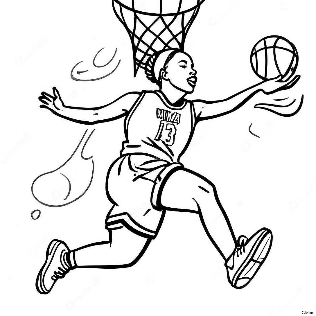 Dynamic Wnba Player Dunking Coloring Page 31039 27826