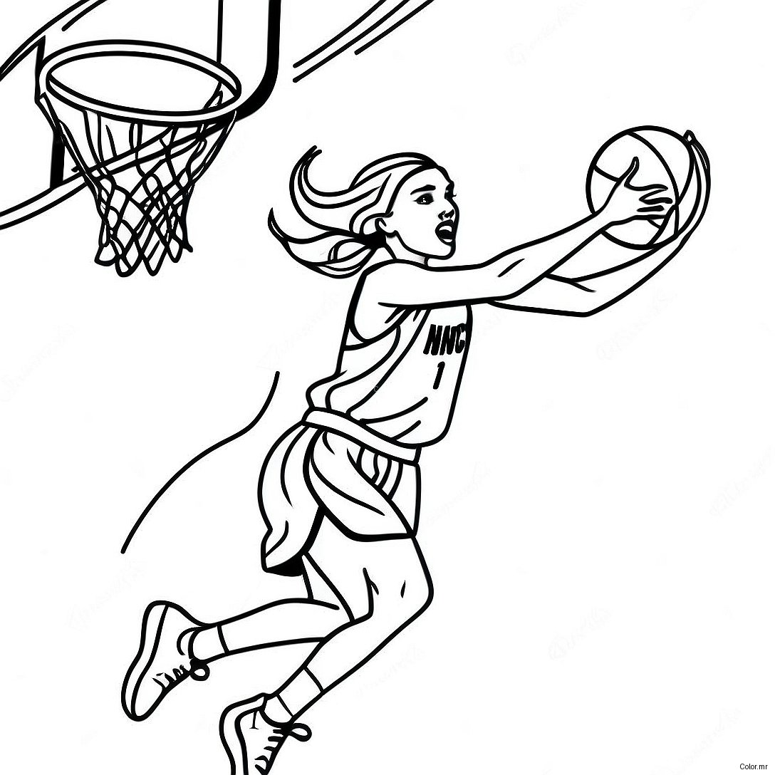 Dynamic Wnba Player Dunking Coloring Page 31039 27827