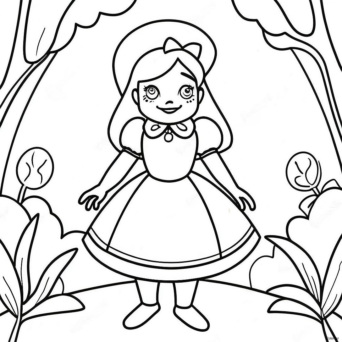 Easy Alice In Wonderland Coloring Page 48854 40578