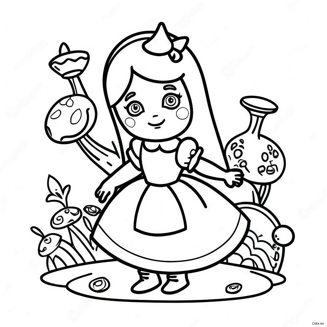 Easy Alice In Wonderland Coloring Page 48854 40579