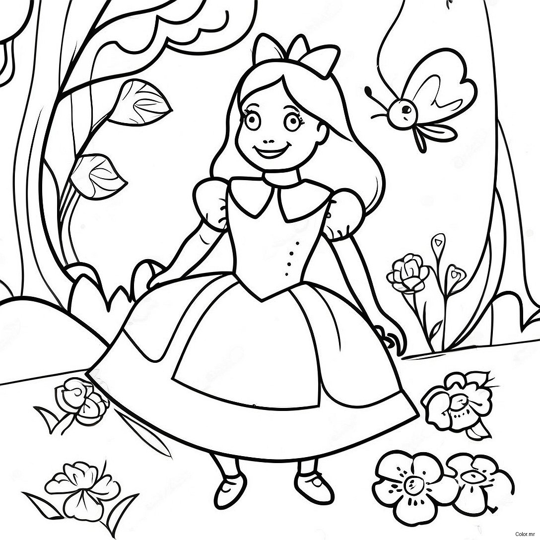 Easy Alice In Wonderland Coloring Page 48854 40580
