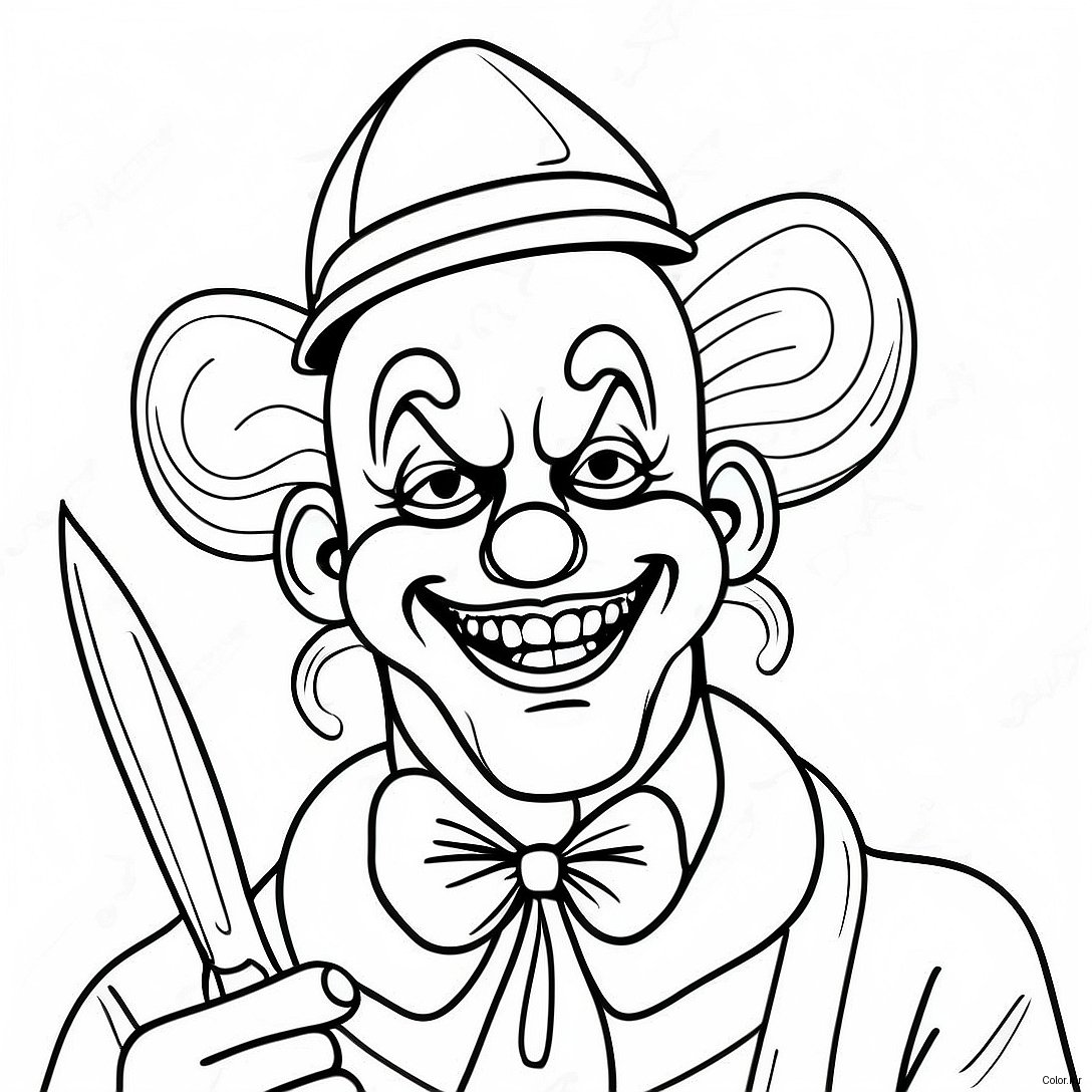 Eerie Gangster Clown With A Knife Coloring Page 66601 54997
