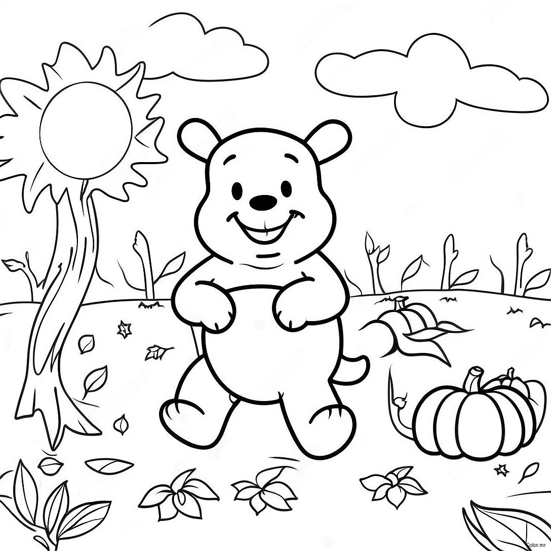 Eerie Winnie The Pooh In A Pumpkin Patch Coloring Page 14730 12177