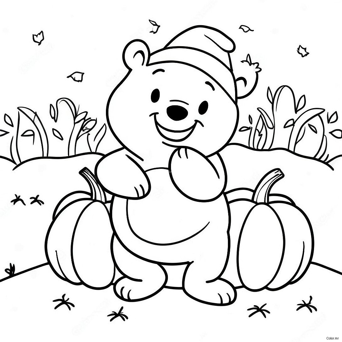 Eerie Winnie The Pooh In A Pumpkin Patch Coloring Page 14730 12178
