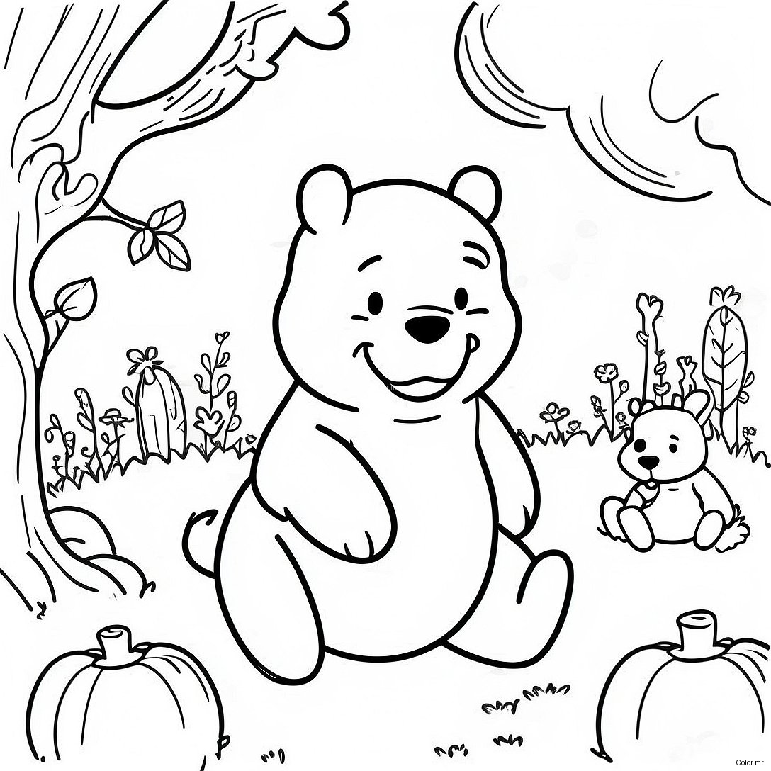 Eerie Winnie The Pooh In A Pumpkin Patch Coloring Page 14730 12180