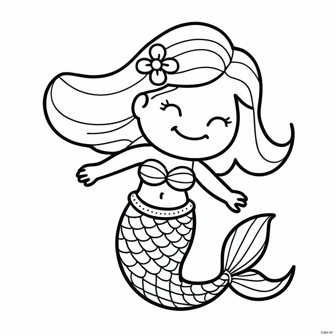 Elegant Black Mermaid With Flowing Hair Coloring Page 22454 20710