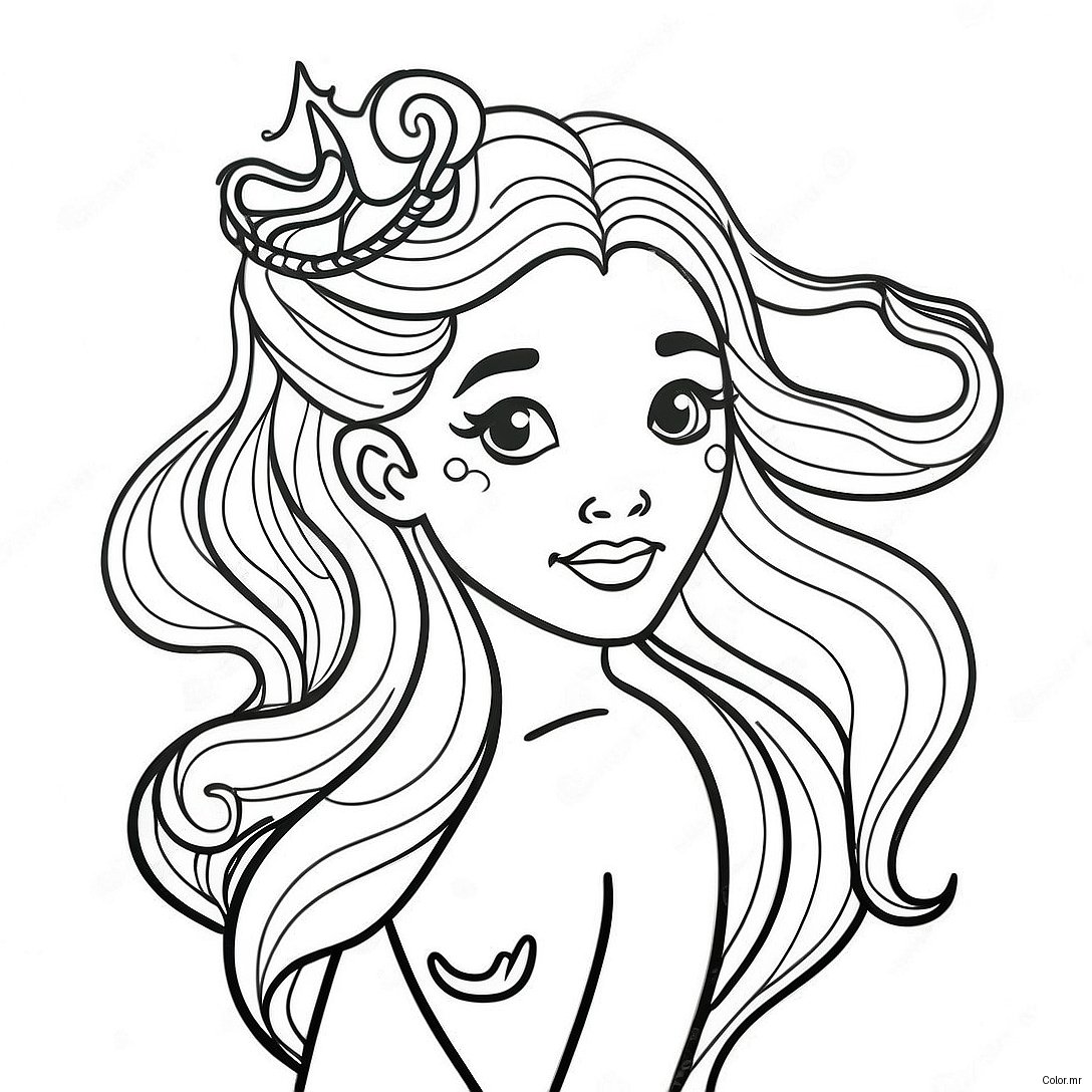 Elegant Black Mermaid With Flowing Hair Coloring Page 22454 20711