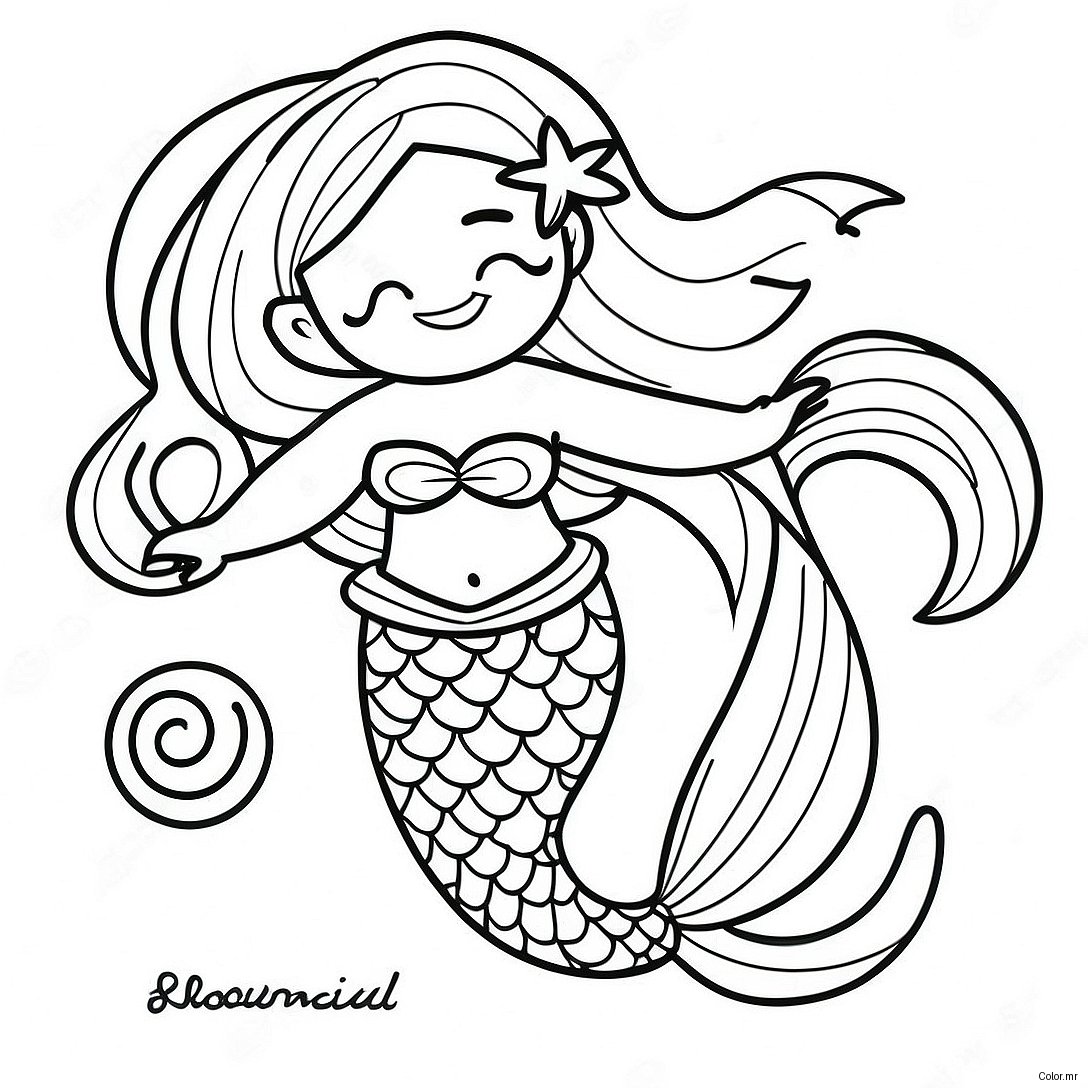 Elegant Black Mermaid With Flowing Hair Coloring Page 22454 20712