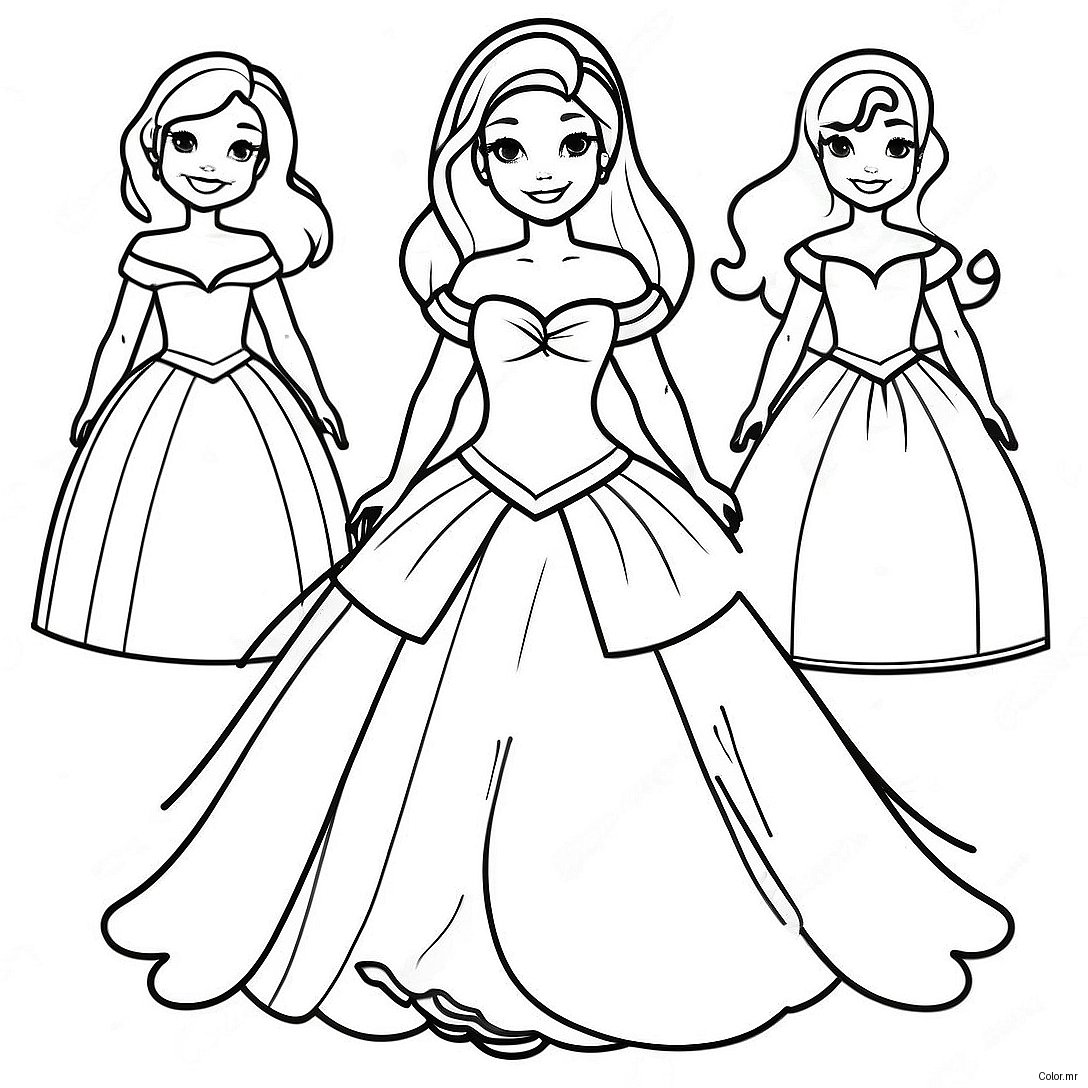 Elegant Disney Princess Paper Doll Coloring Page 33452 17638