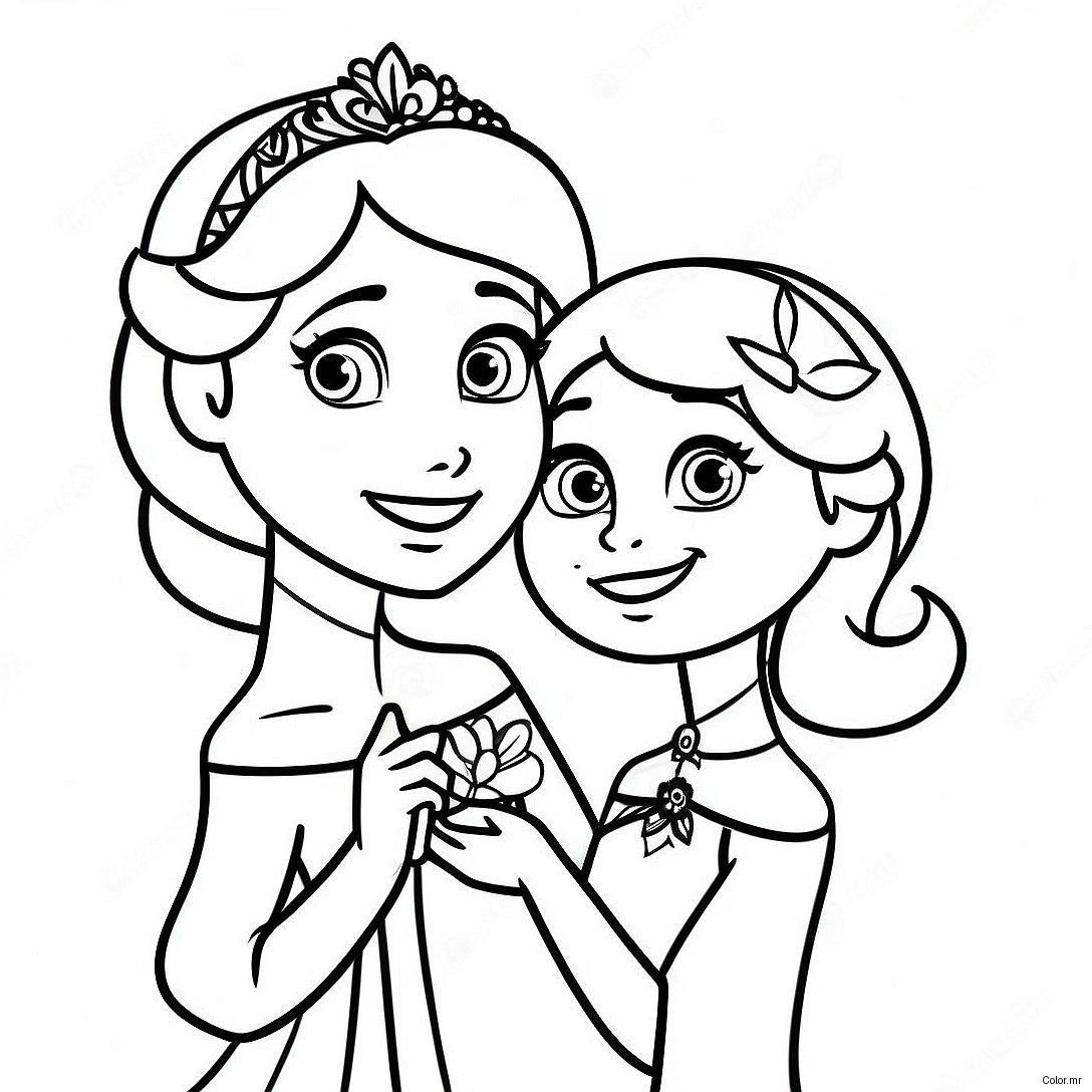 Elsa And Anna Birthday Celebration Coloring Page 42602 35290