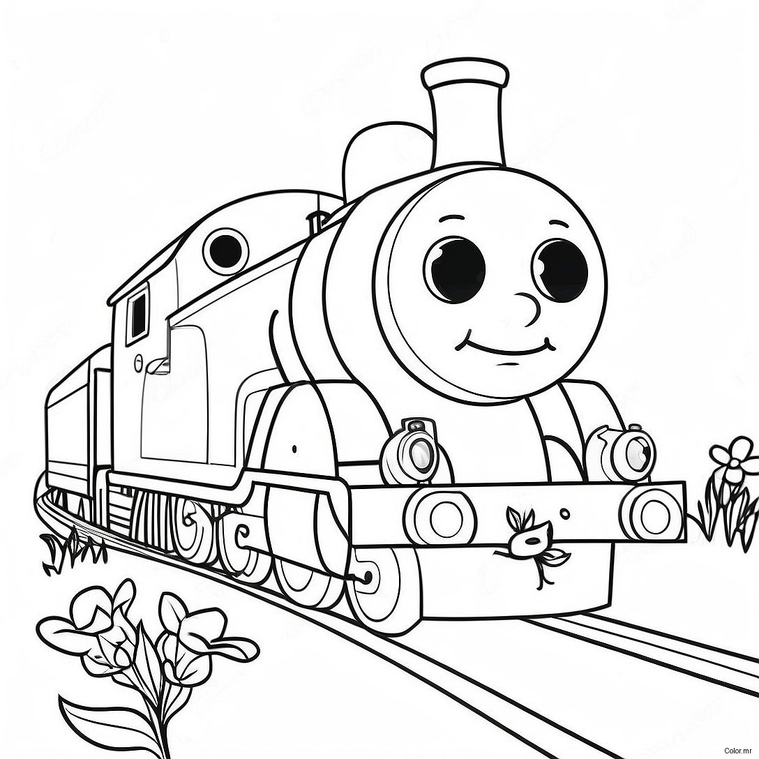 Emily The Engine With Colorful Flowers Coloring Page 72845 60151