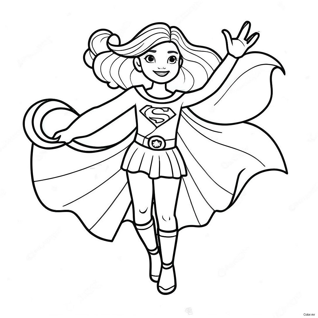 Empowered Girl With Superhero Cape Coloring Page 41269 34267