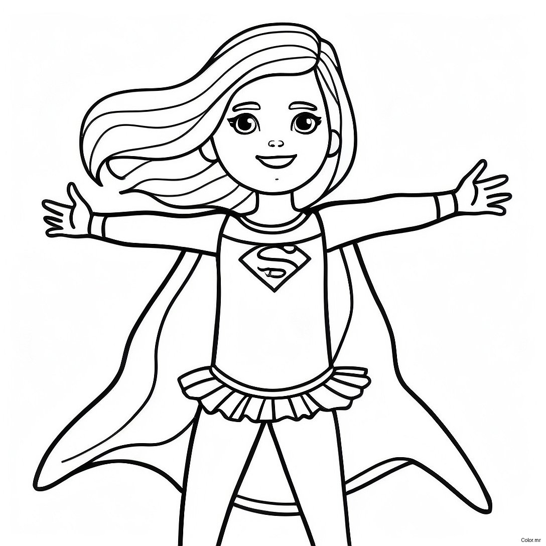 Empowered Girl With Superhero Cape Coloring Page 41269 34268