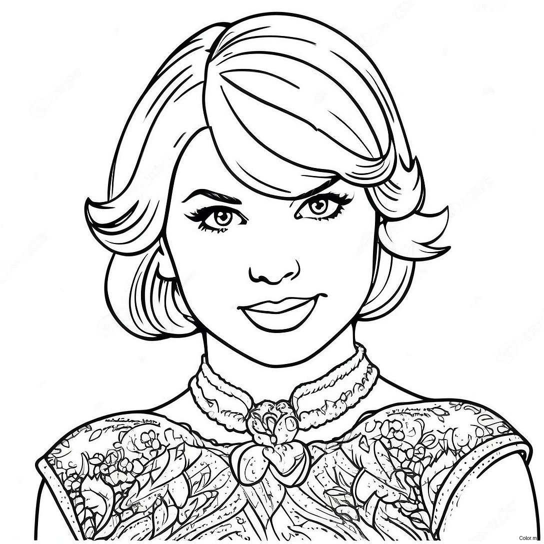 Enchanting Taylor Swift In A Sparkling Dress Coloring Page 13398 11123