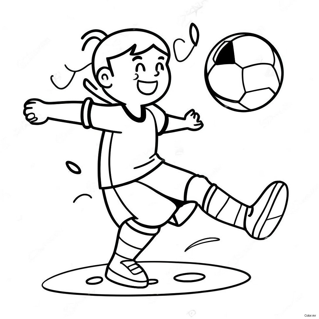 Energetic Girl Kicking Soccer Ball Coloring Page 65691 54273