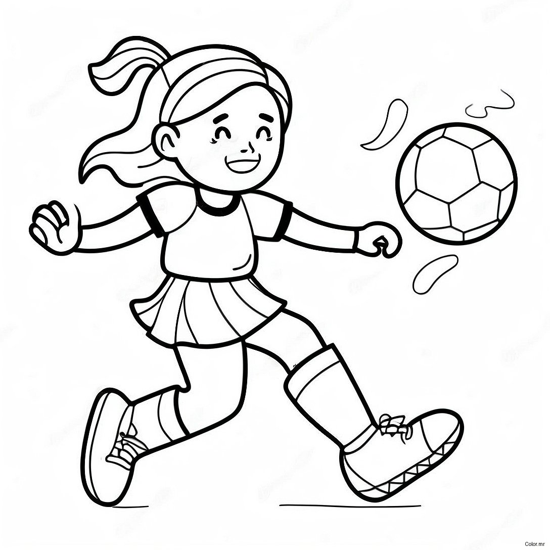 Energetic Girl Kicking Soccer Ball Coloring Page 65691 54274