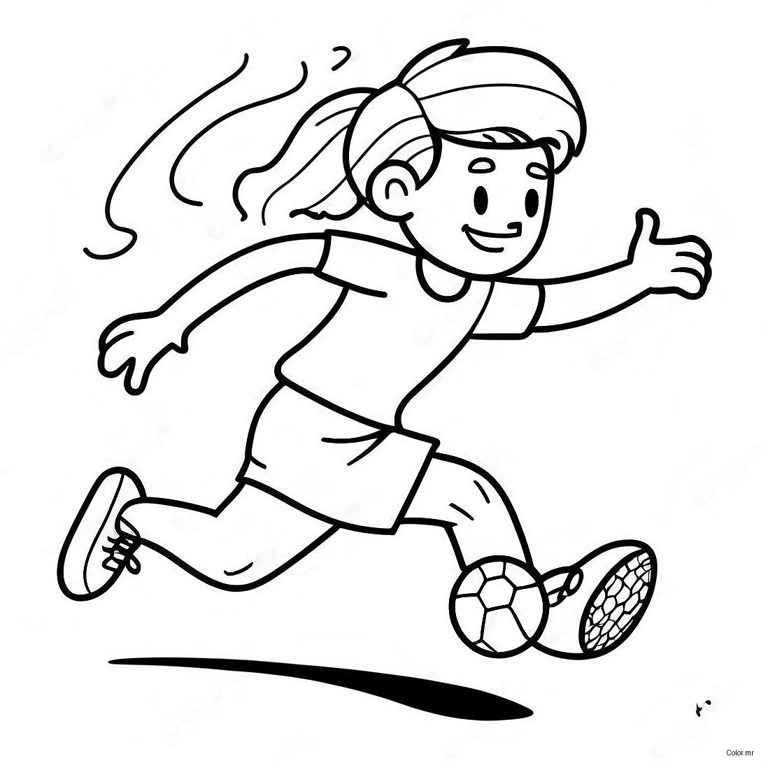 Energetic Girl Kicking Soccer Ball Coloring Page 65691 54275