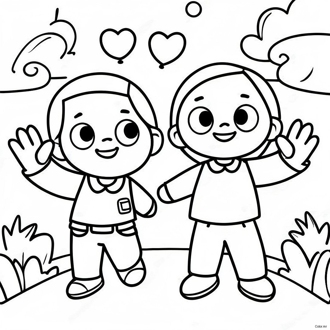 Excited Kids On First Day Of Preschool Coloring Page 5664 4526