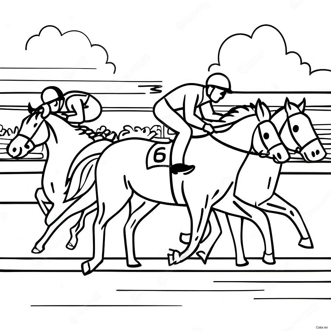 Exciting Derby Race Scene Coloring Page 43823 36454