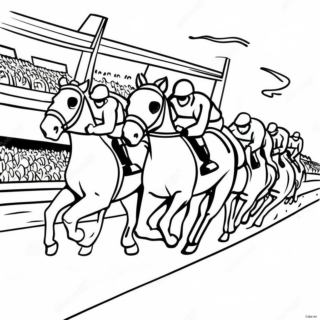 Exciting Derby Race Scene Coloring Page 43823 36456