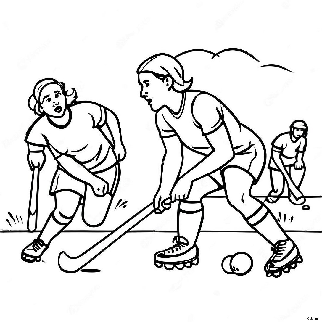 Exciting Field Hockey Game Coloring Page 64781 53560