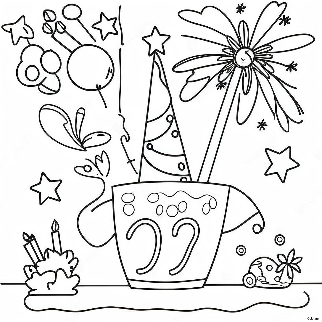 Exciting New Year Celebration Coloring Page 49985 41687