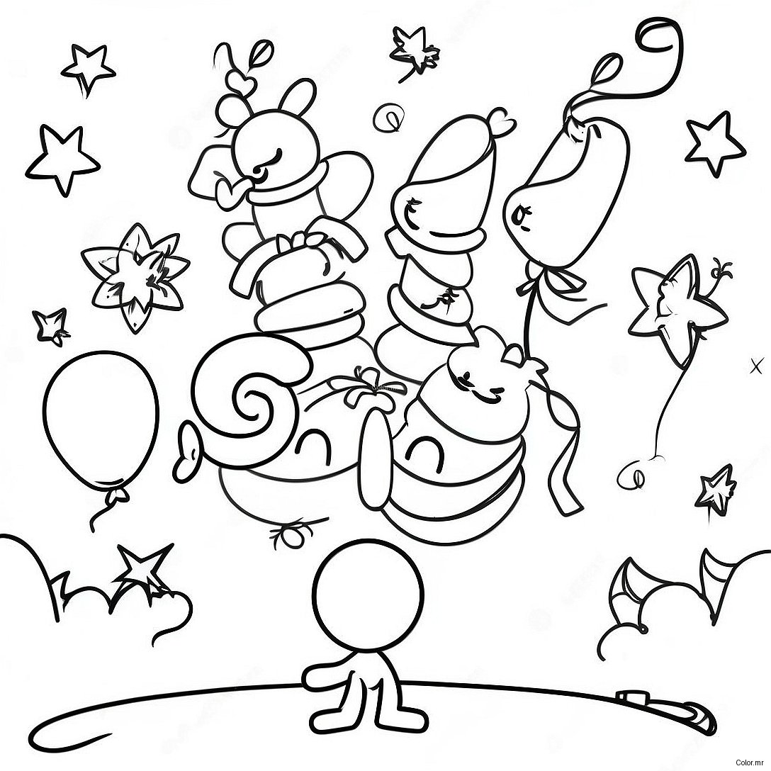 Exciting New Year Celebration Coloring Page 49985 41688