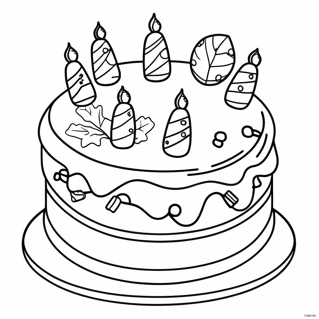 Festive Christmas Cake With Decorations Coloring Page 48195 40064