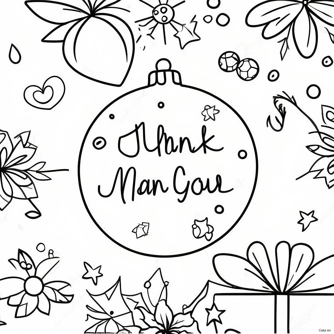 Festive Christmas Thank You Card Coloring Page 62638 51880