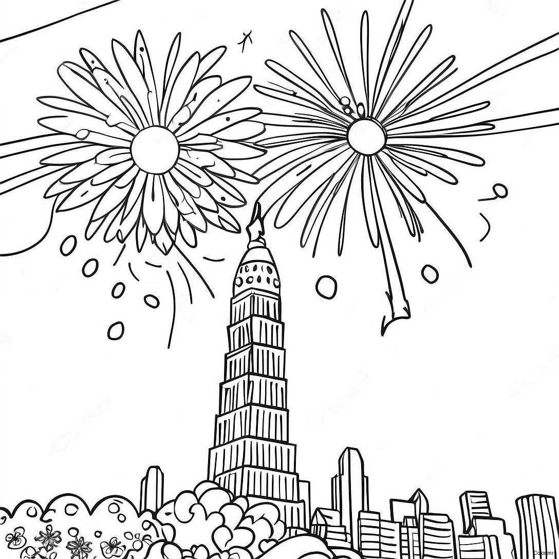Festive New Year Fireworks Coloring Page 23824 21970