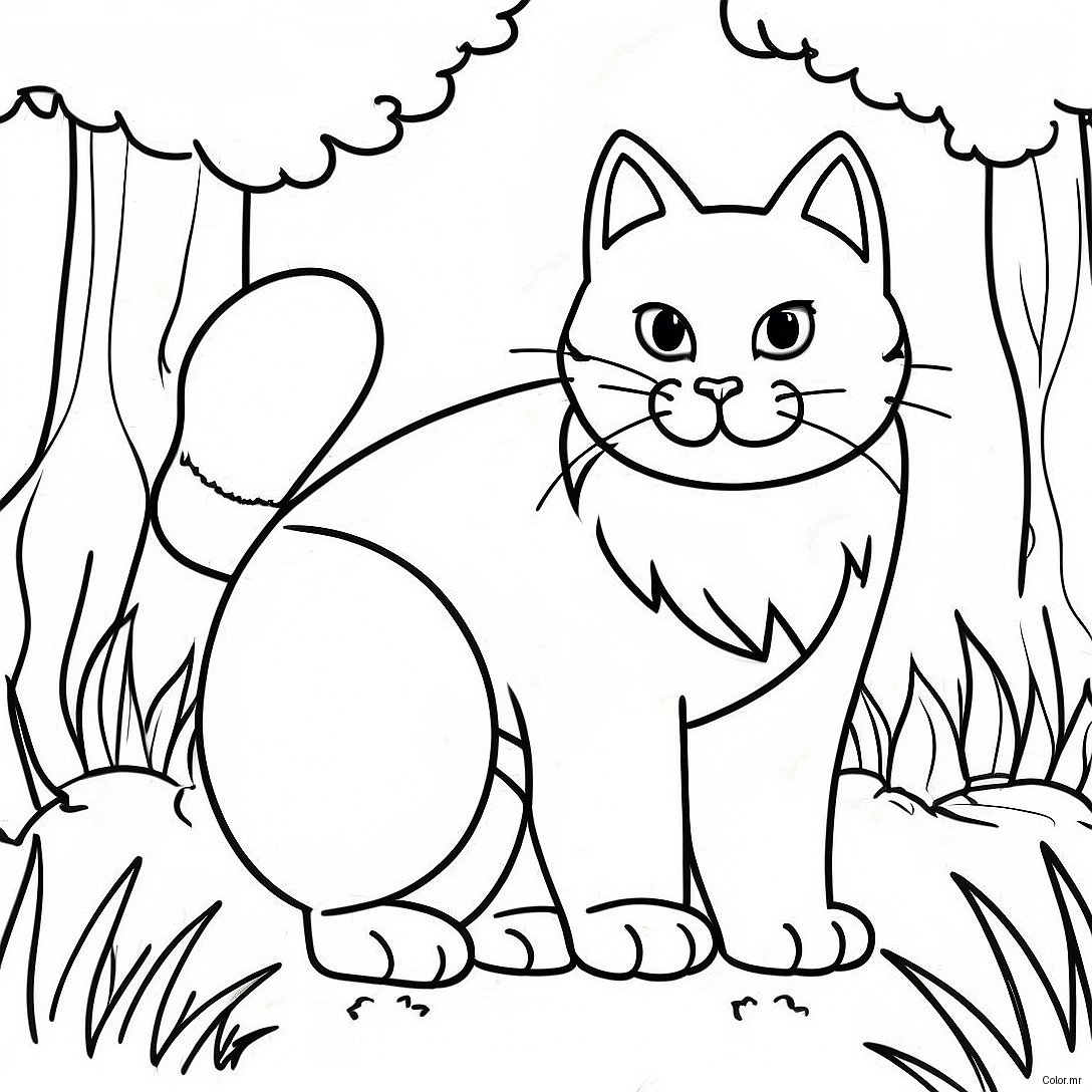 Fierce Realistic Warrior Cat In Forest Coloring Page 22404 20671