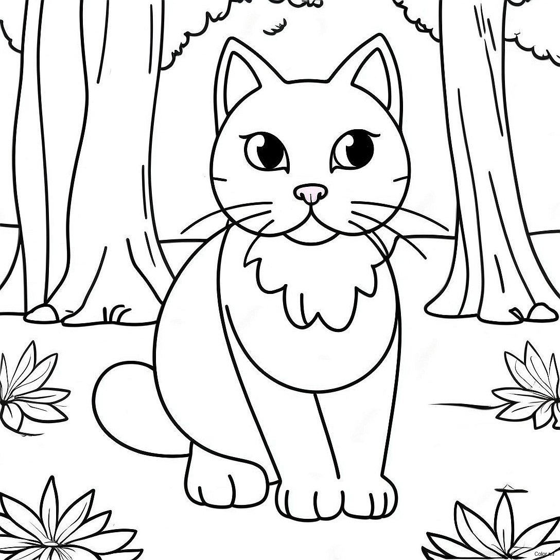 Fierce Realistic Warrior Cat In Forest Coloring Page 22404 20672
