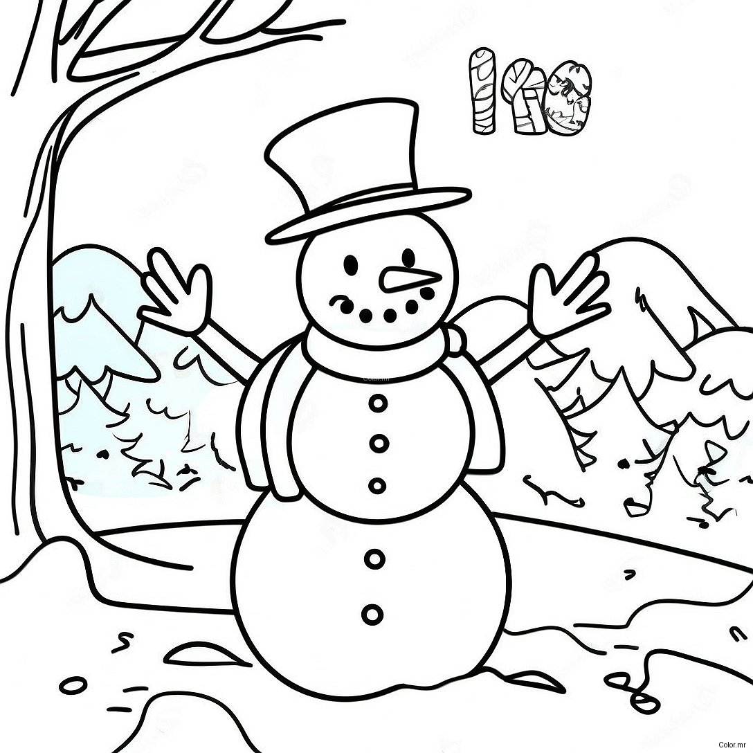 First Day Of Winter Snowman Coloring Page 68252 56285