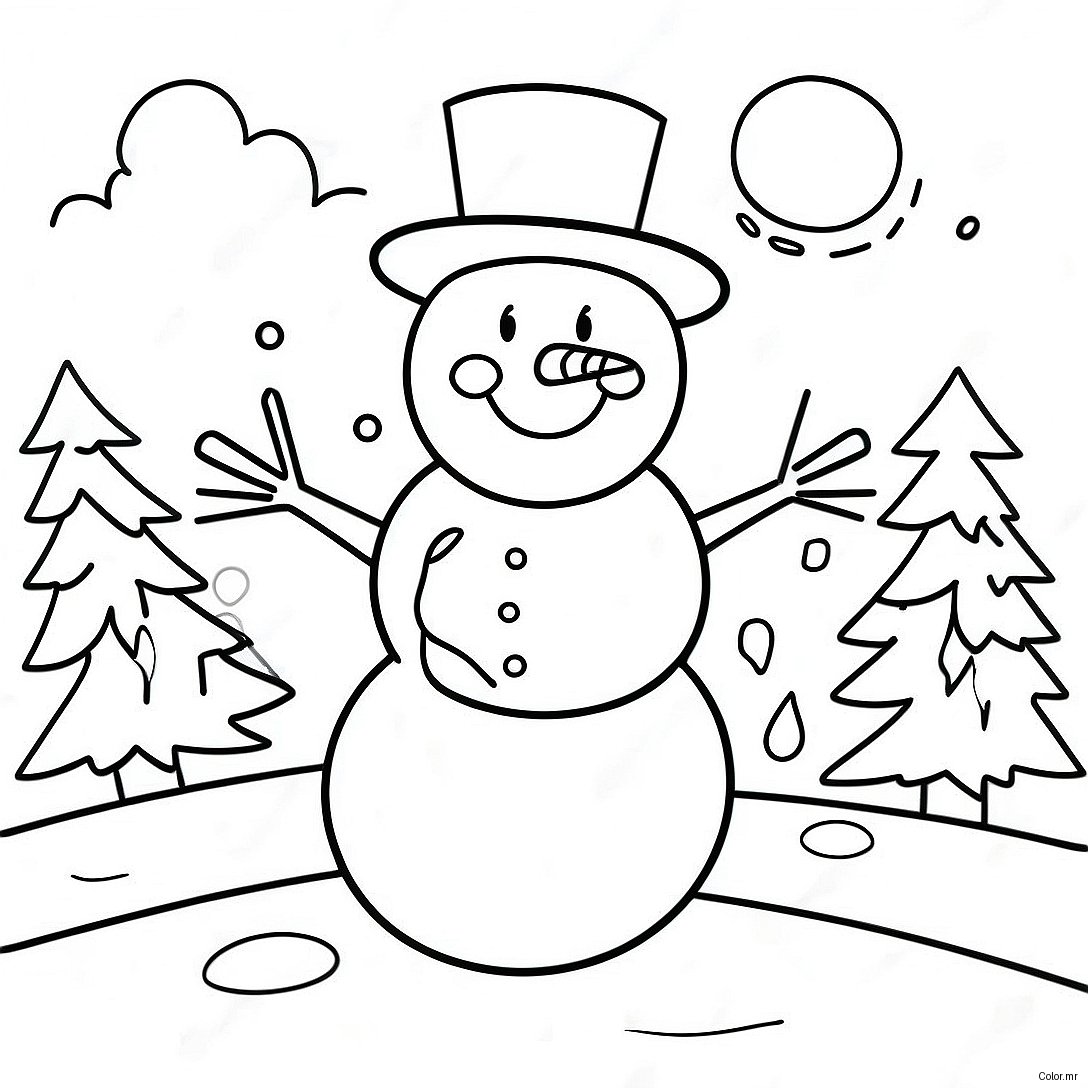 First Day Of Winter Snowman Coloring Page 68252 56288