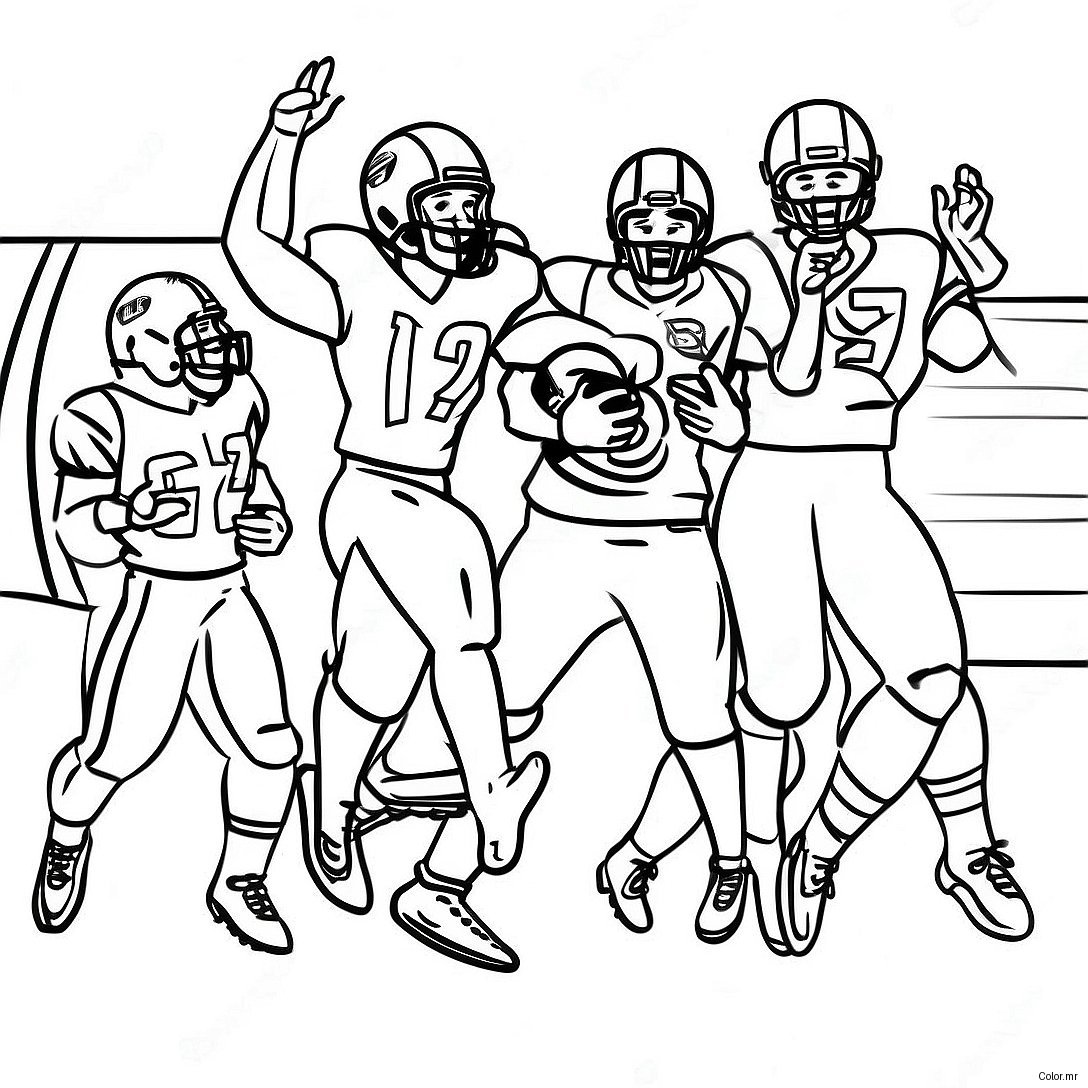Football Players Celebrating Touchdown Coloring Page 10518 8630