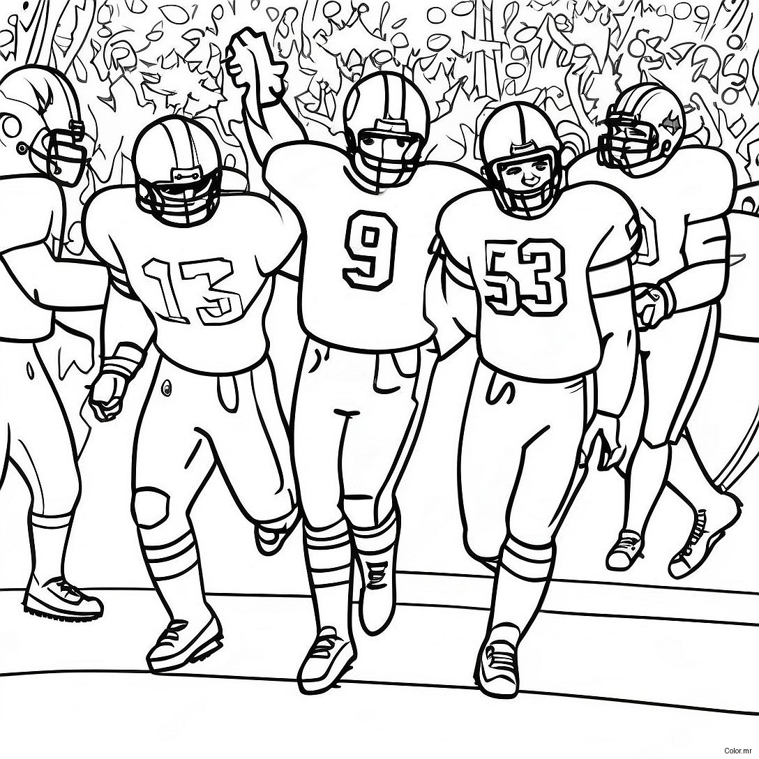 Football Players Celebrating Touchdown Coloring Page 10798 8853