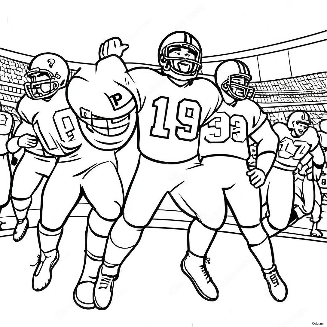 Football Players Celebrating Touchdown Coloring Page 10798 8855