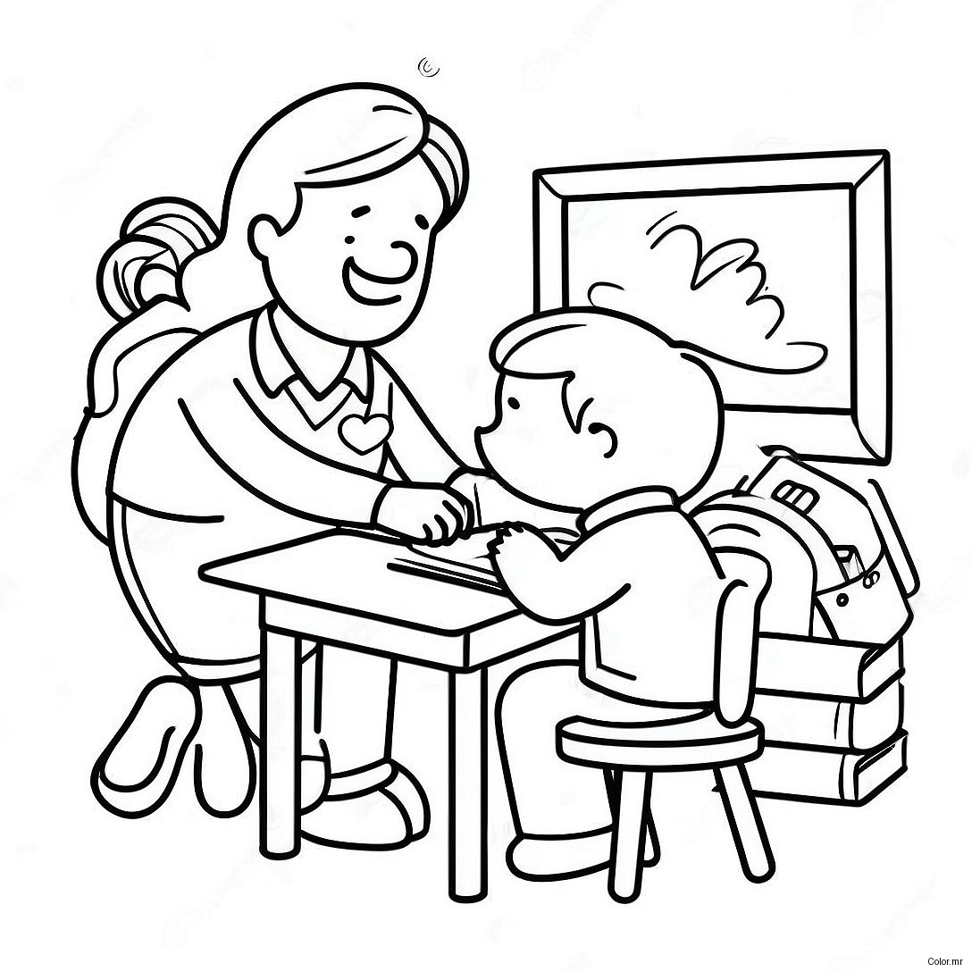 Friendly School Counselor Helping Kids Coloring Page 50135 41803