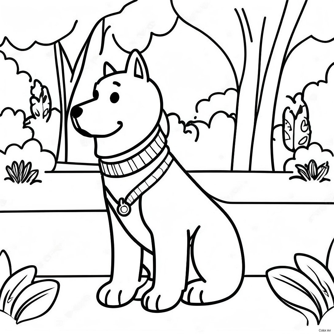 Friendly Service Dog In A Park Coloring Page 47114 39210