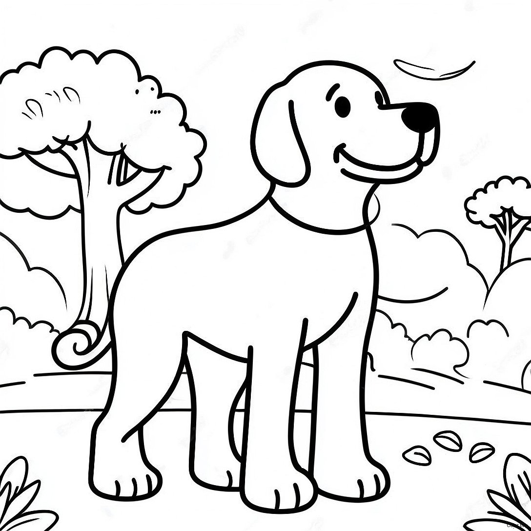 Friendly Service Dog In A Park Coloring Page 47114 39212