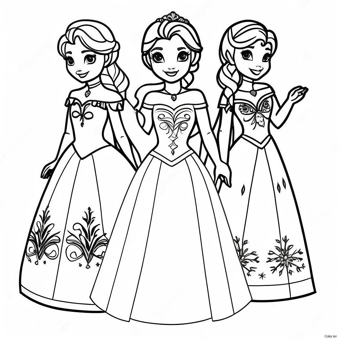 Frozen Princesses Paper Dolls Coloring Page 69044 56935