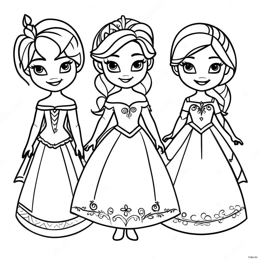Frozen Princesses Paper Dolls Coloring Page 69044 56936