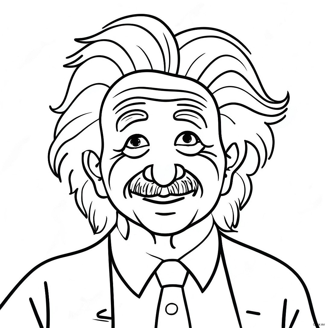 Funny Albert Einstein With Wild Hair Coloring Page 72975 60261