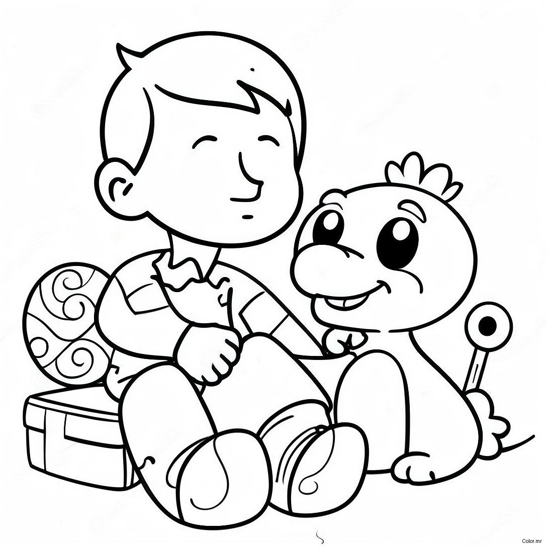 Funny Big Brother Playing With Toys Coloring Page 39868 33070