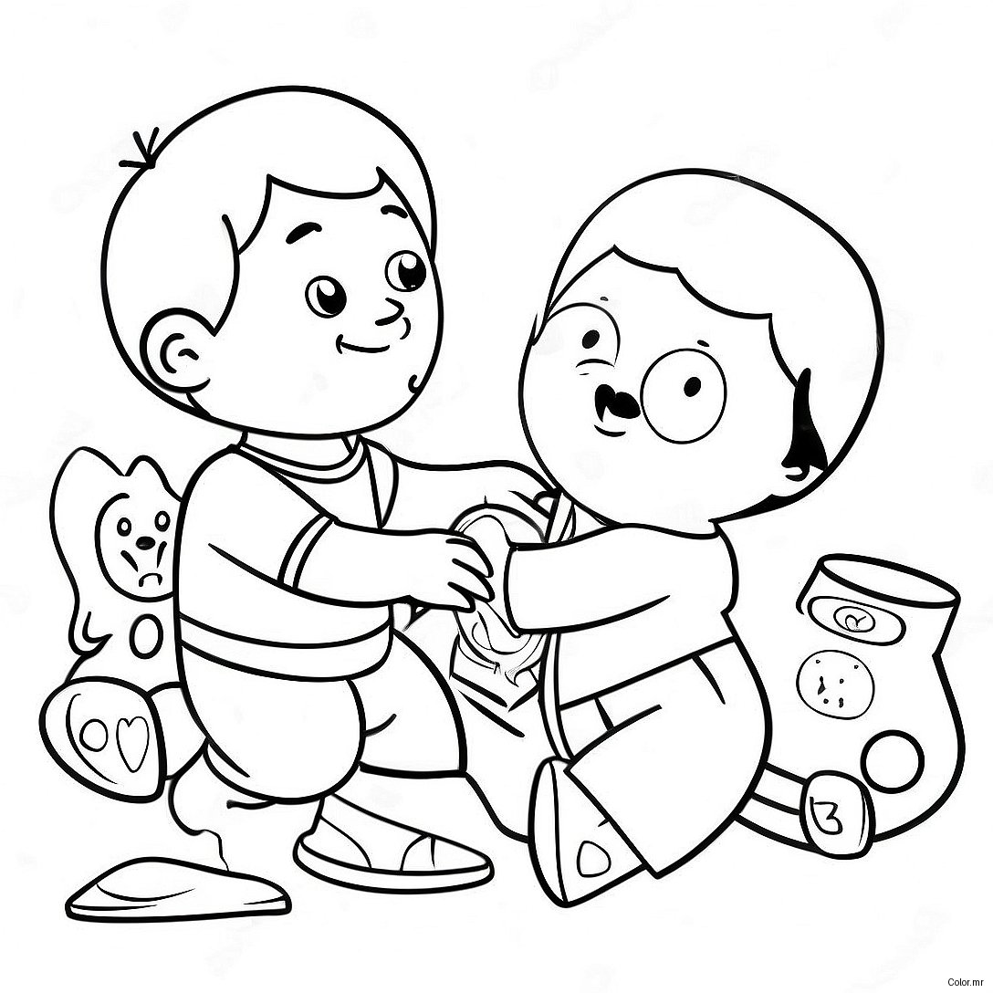 Funny Big Brother Playing With Toys Coloring Page 39868 33071
